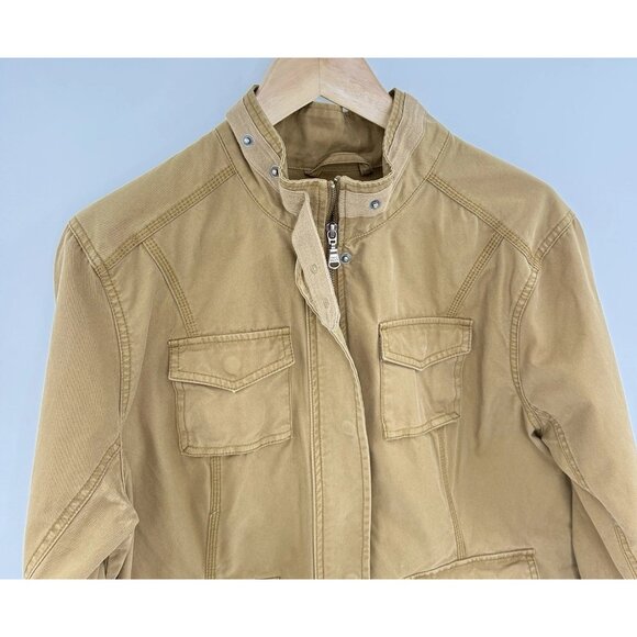 Eddie Bauer Women’s Tan Brown 100% Cotton Jacket See Measurements Preppy Biker - Picture 5 of 10